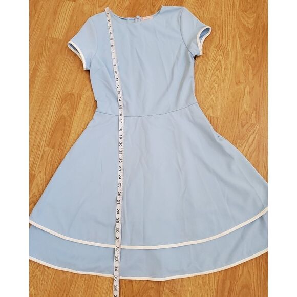 Love Ady Tiered Fit-&-Flare Dress size Medium in Light Blue/White - NEW - Picture 6 of 11